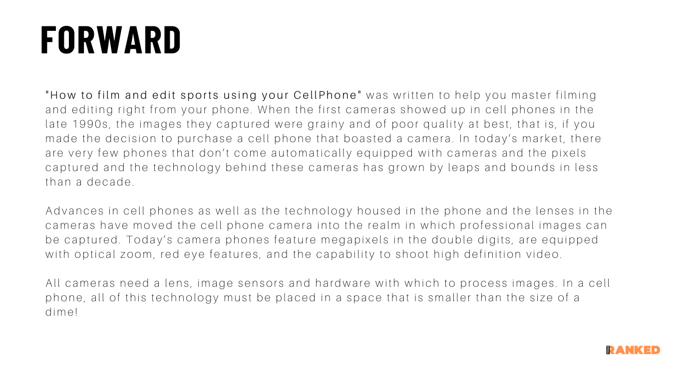 How to film and edit sports using your CellPhone - Edition 2 Hard Copy Workbook