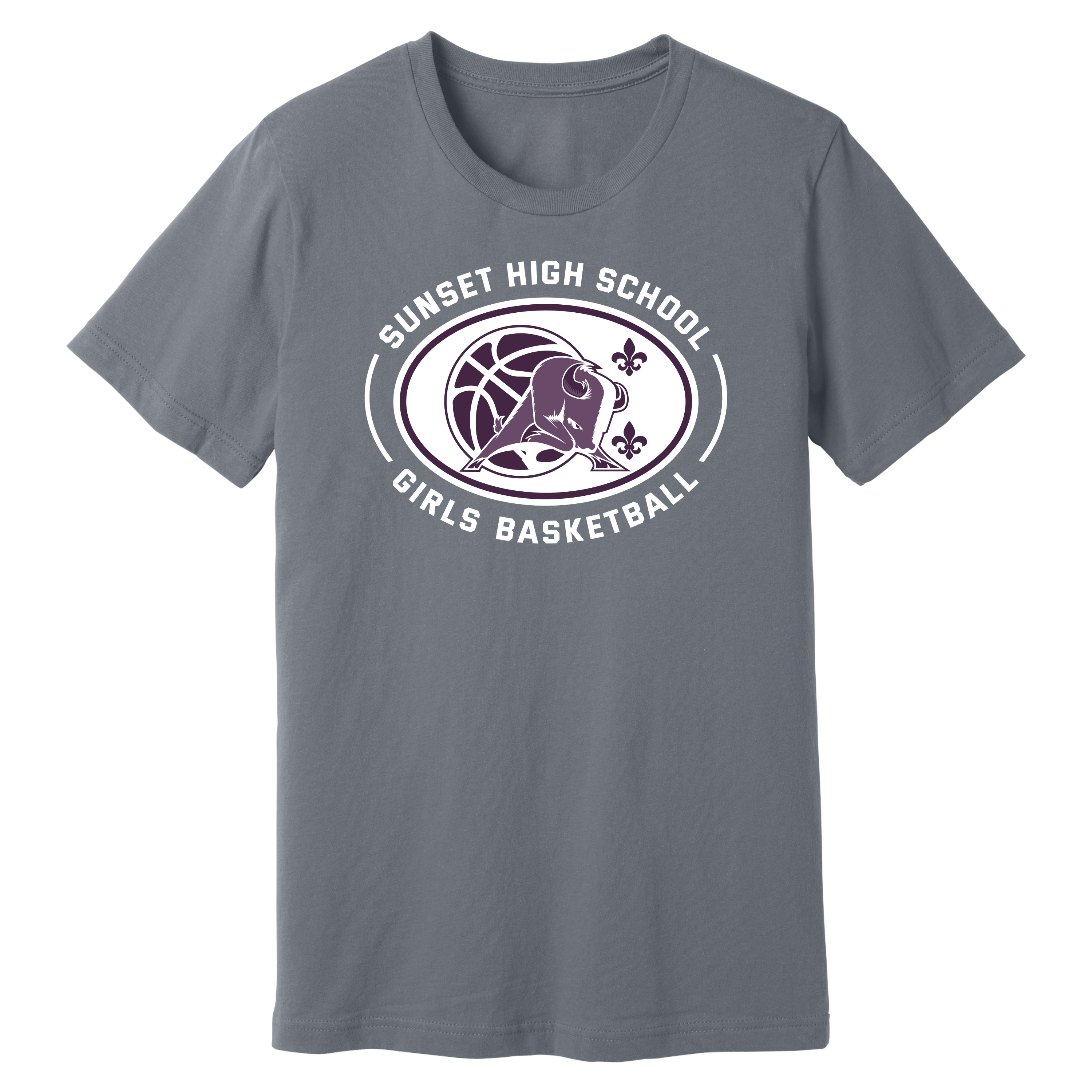 Dallas Sunset Girls Basketball - Bison Circle T-Shirt