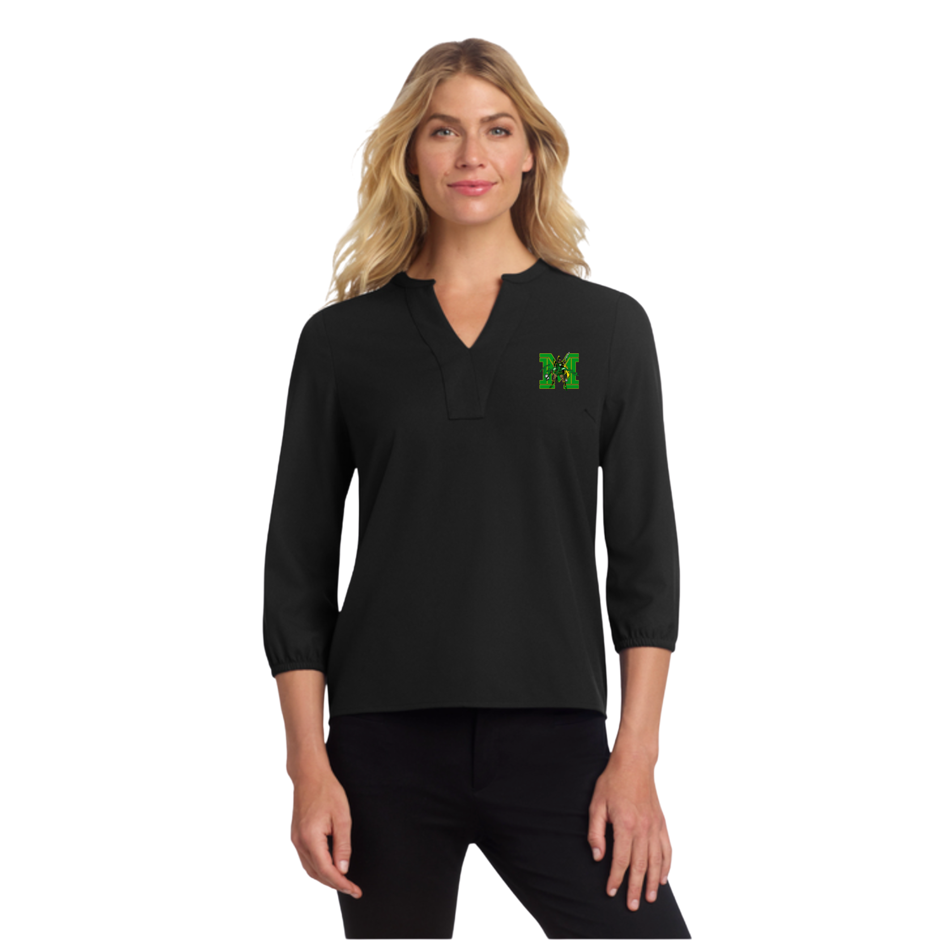 Madison Exclusives: Women's Stretch Crepe 3/4-Sleeve Blouse – Professional Spirit Wear